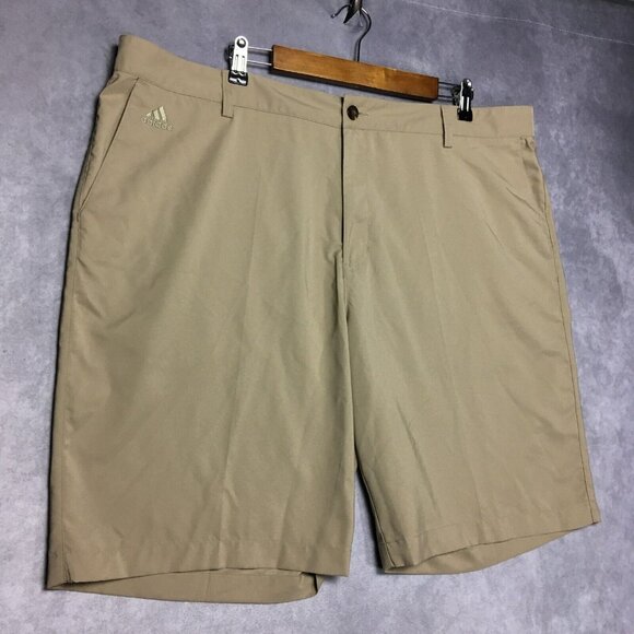 adidas Other - Adidas Mens ClimaLite Shorts size 42 Light Brown Tan Flat Front Lightweight Poly